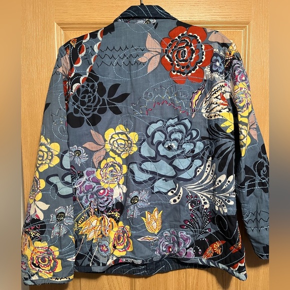 Casual Studio Floral Colorful Quilted Reversible Jacket 100% Cotton Womens Med - Picture 9 of 10